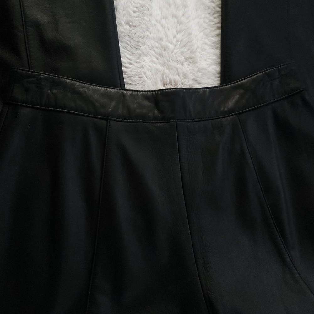 Vintage Danier Y2K Patchwork High Rise Wide Straight Leg Crop Leather Pants - Picture 9 of 10